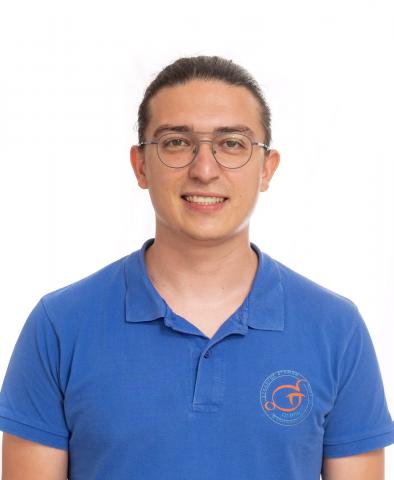 young man with blue t shirt portrait